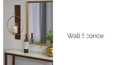 Rustic Brown Wood and Metal Wall Sconce with Glass Cylinder