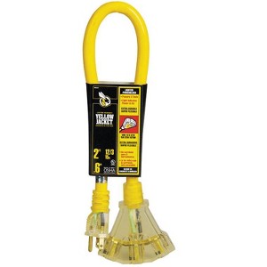 Yellow Jacket Outdoor 2 ft. L Yellow Triple Outlet Cord 12/3 SJTW - 1 of 1