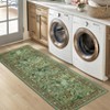 Botanical Area Rugs for Living Room Floral Leaves Pattern Rug Washable Farmhouse Soft Non-Slip Accent Carpet - 3 of 4