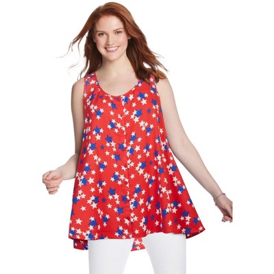 Woman Within Women's Plus Size High-Low Button Front Tank