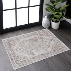 Okak Luxury Bordered Non-Shedding Carpet Area Rug for Living Room,Bedroom,All Size Indoor Stain Resistant Carpet - 1 of 4