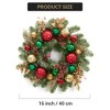 GustoWave 16 in Prelit Christmas Wreath, Artificial Xmas Wreath with Red Green Gold Ball Ornaments 30 Led Lights for Indoor Outdoor Decor - 3 of 4