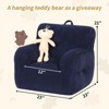 Itopfox Kids Plush Teddy Bear Bean Bag Chair, Comfy Toddler Seating for Boys and Girls, Dark Blue - 3 of 4