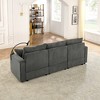 Oversize 102" Corduroy Upholstery Sectional Sofa Bed with 2 Storage Ottoman, Cup Holders & Phone Holder - 4 of 4