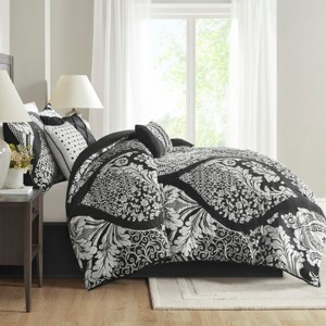 Racxily 7-Piece Cotton Comforter Set,  Damask Design with Embroidered Pillows - 1 of 4