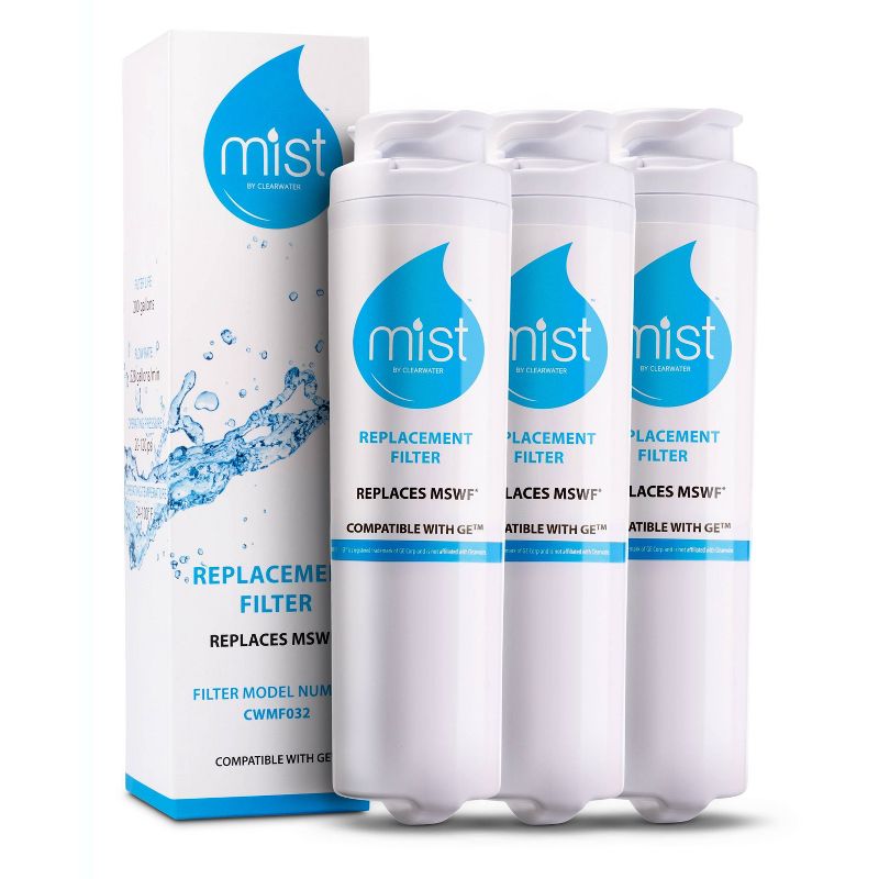 Mist GE MSWF Compatible with GE MSWF, 101820A, 101821B, 101821-B Refrigerator Water Filter (3pk), 1 of 6