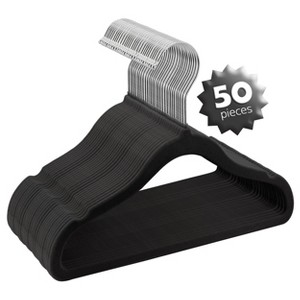 Elama Home 50 Piece Kids Non-Slip Velvet Cloths Hangers with Notched Shoulders - 1 of 4