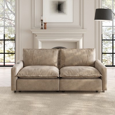 WJSHome 85'' Loveseat Power Recliner Sofa with Footrest, Oversized Cloud Modular Sectional Reclining Couches for Living Room