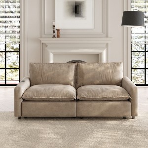 WJSHome 85'' Loveseat Power Recliner Sofa with Footrest, Oversized Cloud Modular Sectional Reclining Couches for Living Room - 1 of 4