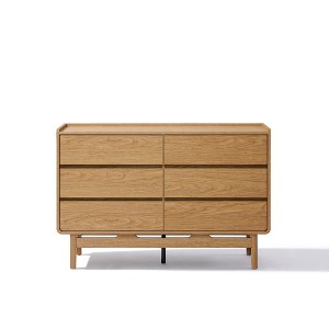 LuxenHome Oak Finish Manufactured Wood 47.2-Inch Wide 6-Drawer Horizontal Dresser Brown - 1 of 4