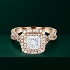 1 Carat Square Cut Moissanite Ring - Double Halo Ring - Cluster Ring - 18k Rose Gold Plated - 2 of 4