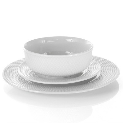 Elama 18-Piece White Porcelain Round Dinnerware Set