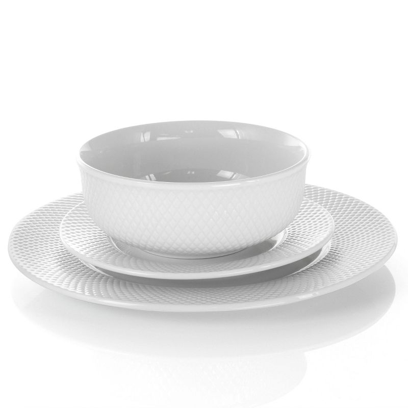 18pc Porcelain Maisy Round Dinnerware Set White - Elama, 4 of 9