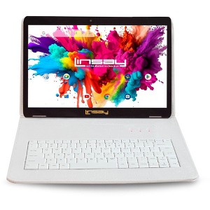 LINSAY 10.1"Octa Core 128GB Storage Android 14 Tablet with White Crocodile Style Keyboard - 1 of 4