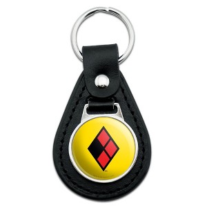 Batman Harley Quinn Diamond Logo Black Leather Keychain - 1 of 4