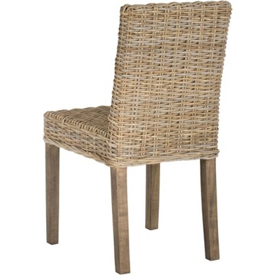 Natural Rattan and Mango Wood Dining Side Chair Set