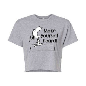 Women's - Peanuts - Make Yourself Heard Cropped Graphic T-Shirt - 1 of 4