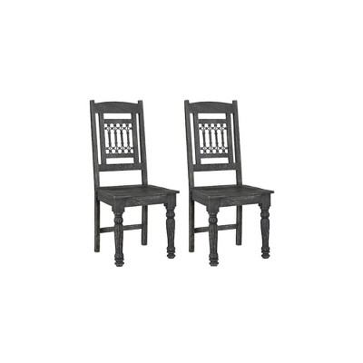 Taran Designs,Carved Solid Wood Dining Chairs (Set of 2)