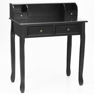 Tangkula Writing Desk W/ Drawer Detachable Floating Organizer Computer Table Black/Pink - 1 of 4