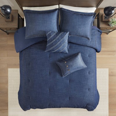 King/California King Perry Oversized Denim Comforter Set - Blue: Woolrich,  Cotton Percale, Reversible, Includes Decorative Pillows & Shams