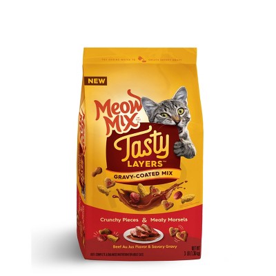 Meow Mix Tasty Layers Beef Flavor and Savory Gravy Dry Cat Food - 3lbs