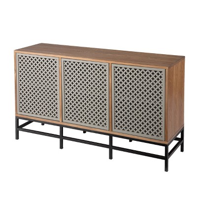 Moefra Modern 3 Door Media Cabinet Natural/Gray - Aiden Lane