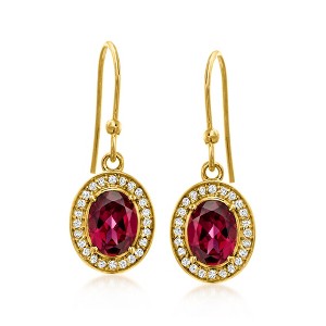 Ross-Simons 3.00 ct. t.w. Rhodolite Garnet Drop Earrings With .30 ct. t.w. White Topaz in 18kt Gold Over Sterling - 1 of 3