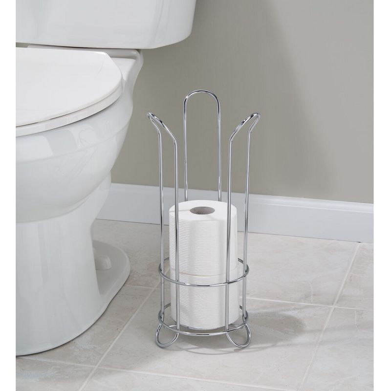 iDESIGN Classico Metal Toilet Tissue Roll Reserve Organizer for Bathroom Chrome, 3 of 7