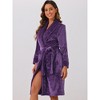 cheibear Women's Lounge Robe Soft Warm Flannel Plush Fluffy Bathrobe with Belt and Pockets - 2 of 4
