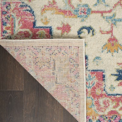 Passion Floral Symphony Blue Rectangular 6'7" x 9'6" Synthetic Rug