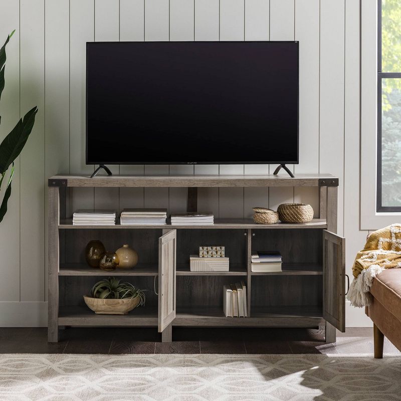 2 Door Farmhouse Highboy TV Stand for TVs up to 65&#34; Gray Wash - Saracina Home, 5 of 18