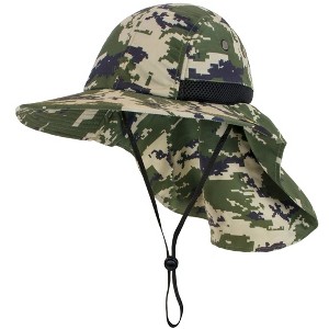 SUN CUBE Sun Hat for Men, Wide Brim Fishing Hat Neck Flap Cover Men, Women, Hiking, Camping, Sun Protection UV, Gardening - 1 of 4