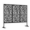 PexFix 72 in. x 47 in. Outdoor Metal Privacy Screen Garden Fence in Leaf Pattern in Black - 2 of 3