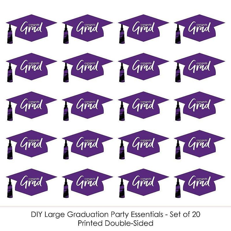 Big Dot of Happiness Purple Graduation Hat Decorations - DIY Large Party Essentials - 20 Count, 5 of 8