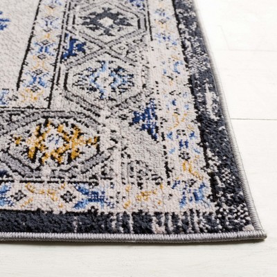 Odyssey ODY858 Power Loomed Indoor Accent Rug - 4'x6' - Dark Grey/Blue Gold - Safavieh