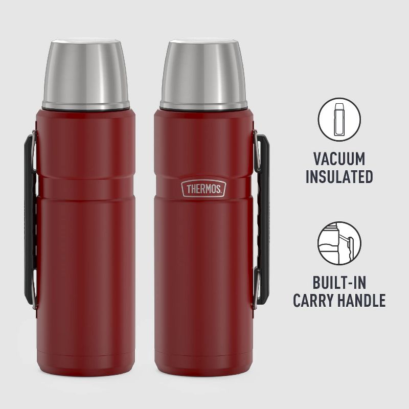 THERMOS Stainless King Vacuum-Insulated Beverage Bottle, 40 Ounce, Rustic Red, 2 of 8