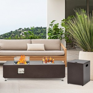 COZONY 36/48/56" Propane Fire Pit Table, 50,000 BTU Dual-Use Outdoor Heater with Wind Guard & Cover - 1 of 4