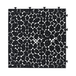 Vynxaria Waterproof  Slip Resistant: 12 Piece Set of 12x12 Black Plastic Tiles with Pebble Pattern for Bathroom, Balcony More - 1 of 4