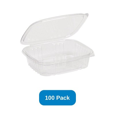 Inno-Pak 24 oz Rectangular Container Clear RPET Hinged Lid - Pack of 100