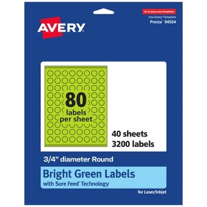 Avery Bright Green Paper Labels, 0.75" Diameter Round - 1 of 4