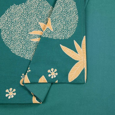 Teal and Gold Cotton Queen Bohemian Duvet Cover Set