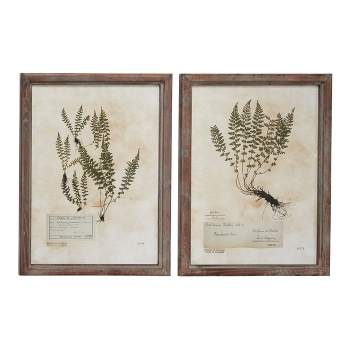 Farmhouse Wood Leaf Framed Wall Art with Brown Frame Set of 2 Light Brown - Olivia & May