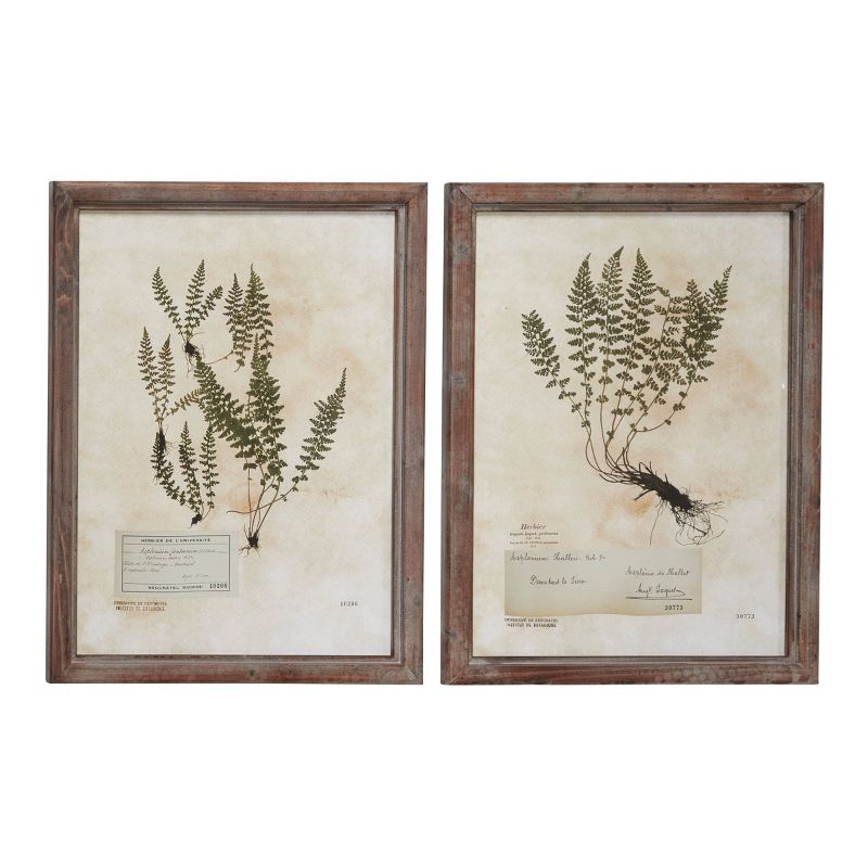 Farmhouse Wood Leaf Framed Wall Art with Brown Frame Set of 2 Light Brown - Olivia &#38; May, 1 of 10