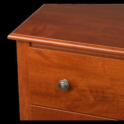 Elegant Cherry Nightstand with Open Shelf and Antique Bronze Knobs