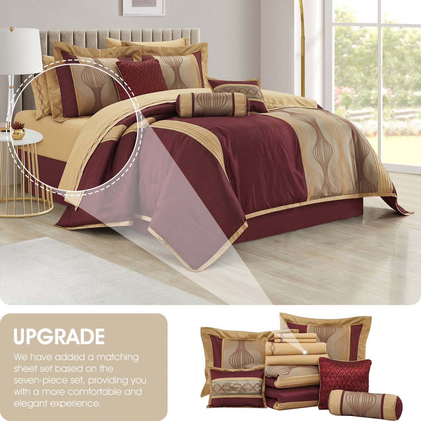 Постельное бельё Nanshing 15pc Queen Kath Room in a Bag Bedding Set Wine Red, цвет: Винный — фото 4