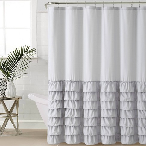 Home Melanie Ruffle Shower Curtain Gray, Gray Ombre Ruffle Shower Curtain