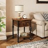 2-Tier Industrial Side Table with Drawer and Open Storage Shelf ¨C Rustic Brown and Black Nightstand for Bedroom - 3 of 4