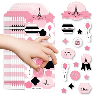 Big Dot of Happiness Paris, Ooh La La - Paris Themed Birthday Party Favor Kids Stickers - 16 Sheets - 256 Stickers