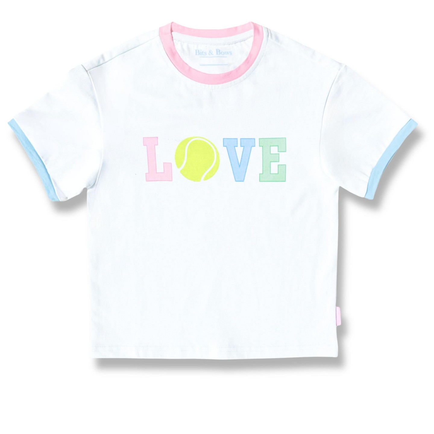 Футболка Bits & Bows Love Tennis Crewneck T-Shirt, White 5/6 для девочек, цвет: Белый — фото 1