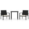 vidaXL 3 Piece Patio Dining Set Poly Rattan Black - 2 of 4